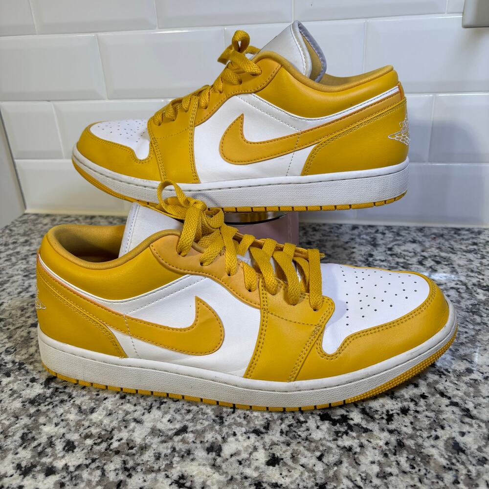 Nike Air Jordan 1 Low Pollen Yellow White Men’s Size 13 - Picture 2 of 11